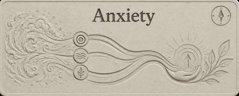 Anxiety mentoring for young adults, carved stone banner