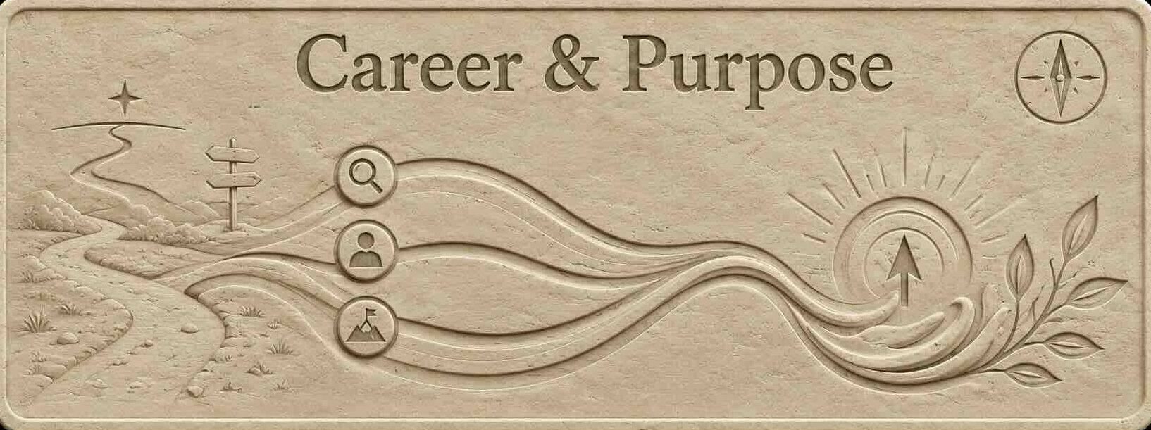 Career and purpose mentoring for young adults, carved stone banner