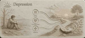 Depression mentoring for young adults, carved stone banner