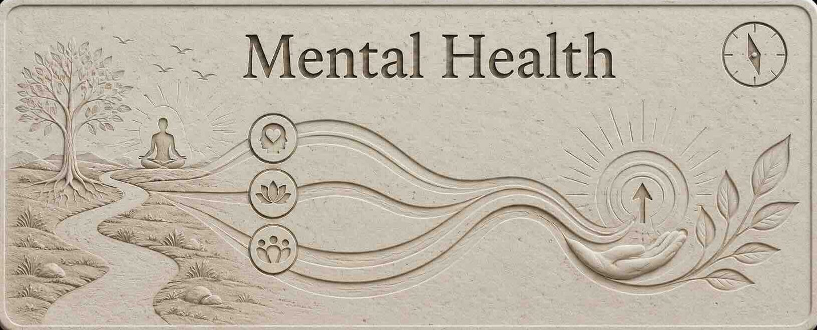 Mental health mentoring for young adults, carved stone banner